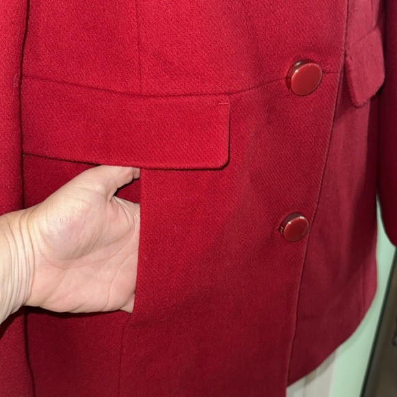 Kate Spade New York True Red Faux-Fur Trim Walker Coat Wool Blend Size Medium - Picture 5 of 15